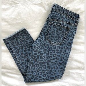 NWOT Gap Kids Girls Denim Jeans Animal Print Size 10 Girlfriend Fit